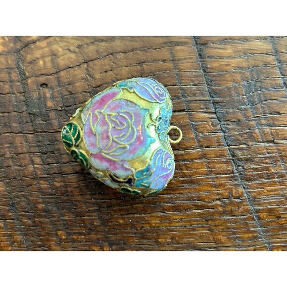 Vintage Heart-Shaped Cloisonné Pendant - Picture 3 of 4